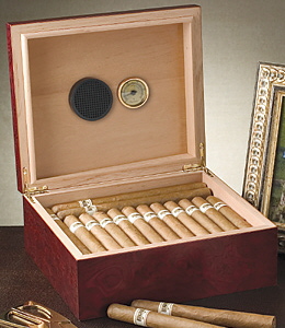 25 count Burl wood glossy finish cedar wood humidor